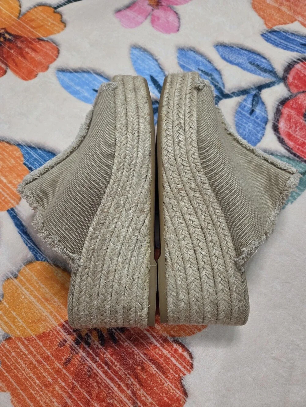 Castaner Queral Frayed Canvas Espadrille Wedge Size 37/6.5